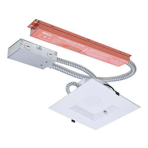 Satco S21614, 8'' Plus Series Commercial LED Downlight, 28/25/20W, 120-347V, 2700/3000/3500/4000/5000K CCT Selectable, 3200/2900/2200 Lumens, Square, Integrated Emergency Driver, Dual Dimming, White Finish