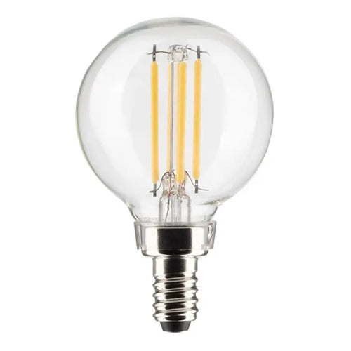 Satco S21811, G16.5 LED Filament, 4W, 120V, 3000K Soft White, 350 Lumens, Candelabra E12 Base, Clear Finish