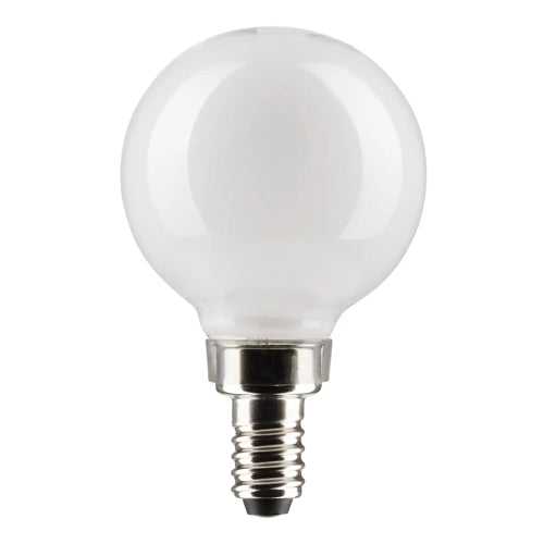 Satco S21814, G16.5 LED Filament, 5.5W, 120V, 2700K Warm White, 500 Lumens, Candelabra E12 Base, White Finish
