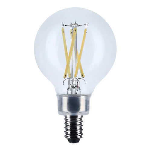 Satco S21813, G16.5 LED Filament, 5.5W, 120V, 2700K Warm White, 500 Lumens, Candelabra E12 Base, Clear Finish