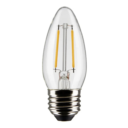 Satco S21832, B11 LED Filament, 3W, 120V, 2700K Warm White, 250 Lumens, Medium E26 Base, Clear Finish