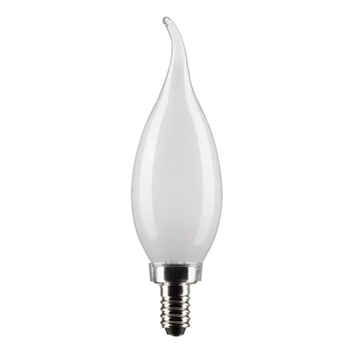 Satco S21847, CA10 LED Filament, 5.5W, 120V, 2700K Warm White, 500 Lumens, Candelabra E12 Base, Frost Finish