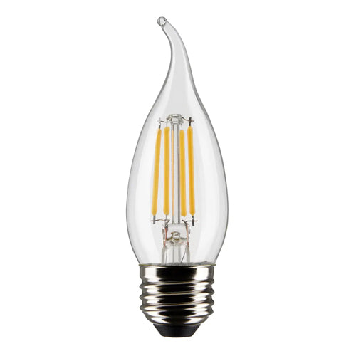 Satco S21852, CA10 LED Filament, 5.5W, 120V, 2700K Warm White, 500 Lumens, Medium E26 Base, Clear Finish