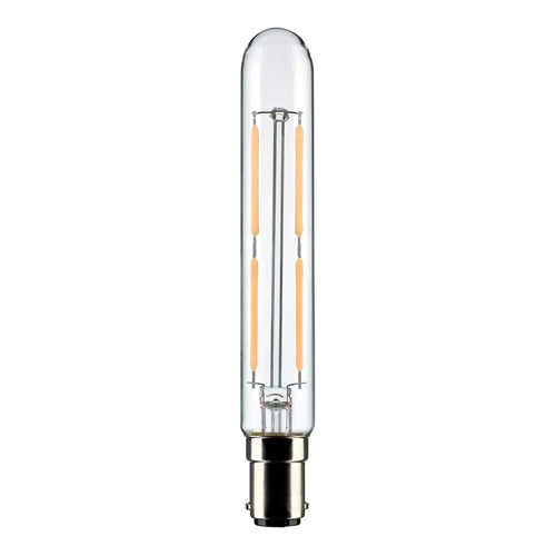 Satco S21861, T6.5 LED Filament, 4W, 120V, 3000K Soft White, 400 Lumens, Bayonet Double Contact Base, Clear Finish