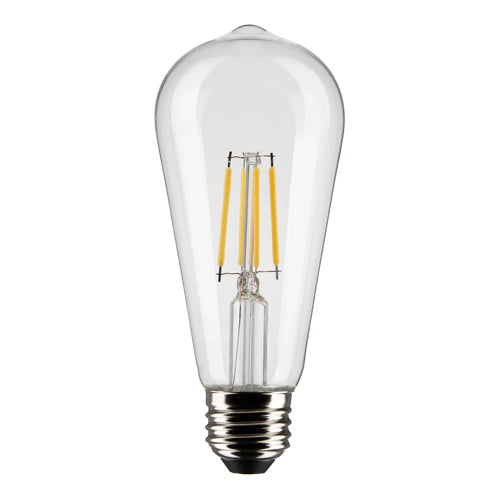Satco S21869, ST19 LED Filament, 5W, 120V, 2700K Warm White, 425 Lumens, Medium E26 Base, Clear Finish