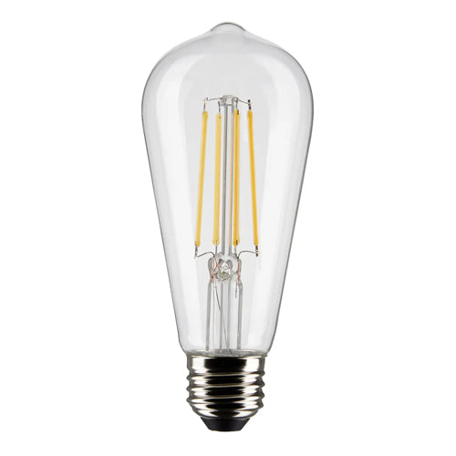 Satco S21870, ST19 LED Filament, 8W, 120V, 2700K Warm White, 800 Lumens, Medium E26 Base, Clear Finish
