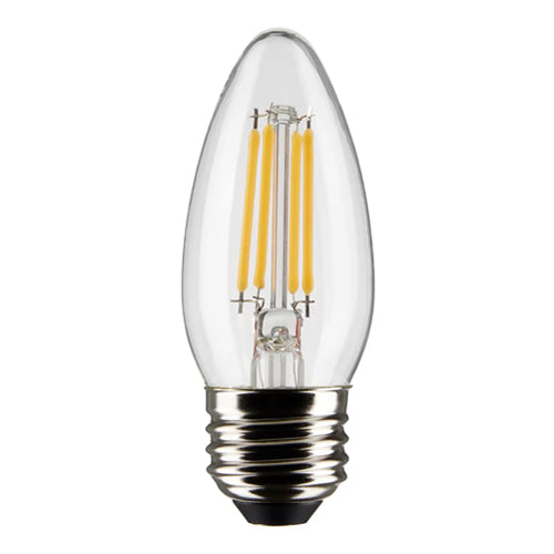 Satco S21881, B11 LED Filament, 5.5W, 120V, 5000K Natural Light, 500 Lumens, Medium E26 Base, Clear Finish