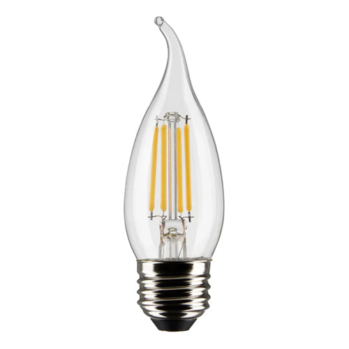 Satco S21887, CA10 LED Filament, 5.5W, 120V, 5000K Natural Light, 500 Lumens, Medium E26 Base, Clear Finish