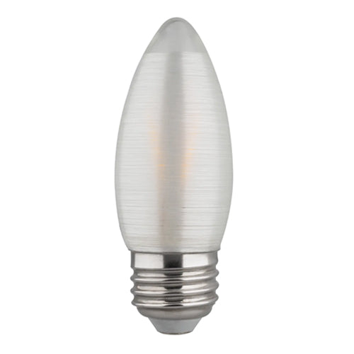 Satco S22703, C11 LED Filament, 2W, 120V, 2700K Warm White, 120 Lumens, Medium E26 Base, Satin Spun Finish, 24 Packs