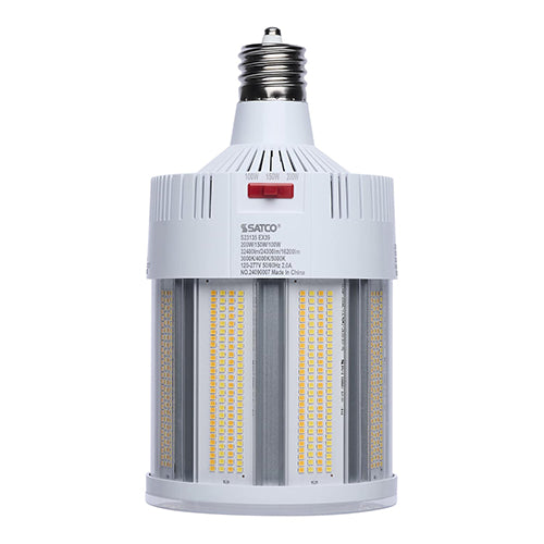 Satco S23135, Corncob, Field Selectable LED, 200/150/100W, 120-277V, 3000/4000/5000K, 33380/26081/18124 Lumens, Mogul EX39 Base, White Finish