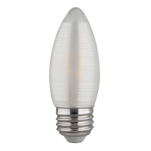 Satco S23403, C11 LED Filament, 2W, 120V, 2700K Warm White, 120 Lumens, Medium E26 Base, Satin Spun Finish, 24 Packs
