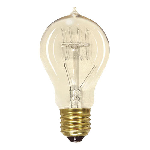 Satco S2412, A19 Incandescent, 40W, 120V, 2700K Warm White, 160 Lumens, Medium E26 Base, Clear Finish, 6 Packs