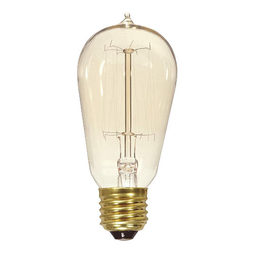 Satco S2413, ST19 Incandescent, 40W, 120V, 2700K Warm White, 160 Lumens, Medium E26 Base, Clear Finish, 6 Packs