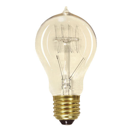 Satco S2419, A19 Incandescent, 60W, 120V, 2700K Warm White, 240 Lumens, Medium E26 Base, Clear Finish, 6 Packs