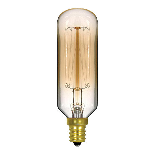 Satco S2420, T9 Incandescent, 40W, 120V, 160 Lumens, Candelabra E12 Base, Clear Gold Finish, 10 Packs