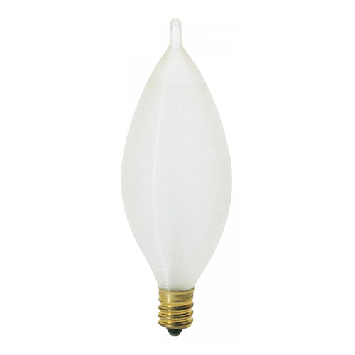 Satco S2703, C11 Incandescent, 25W, 120V, 2700K Warm White, 160 Lumens, Candelabra E12 Base, Spun White Finish, 12 Packs
