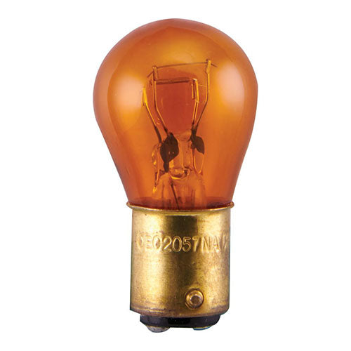 Satco S2734, S8 Miniature, 26.88/8.26W, 12.8/14V, Bayonet Double Contact Base, Amber Finish, 10 Packs