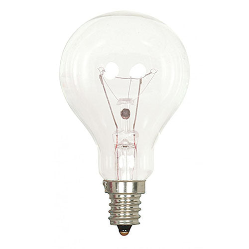 Satco S2740, A15 Incandescent, 40W, 120V, 2700K Warm White, 420 Lumens, Candelabra E12 Base, Clear Finish, 10 Packs