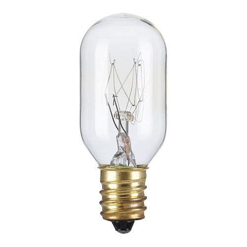 Satco S2752, T7 Incandescent, 25W, 130V, 2700K Warm White, 130 Lumens, Candelabra E12 Base, Clear Finish, 50 Packs