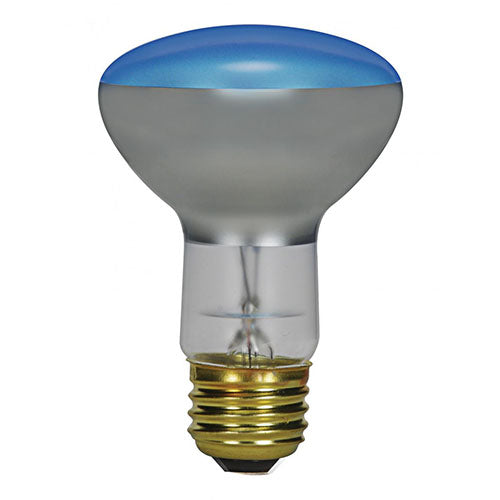 Satco S2850, R20 Incandescent, 50W, 120V, Medium E26 Base, Blue Finish, 12 Packs