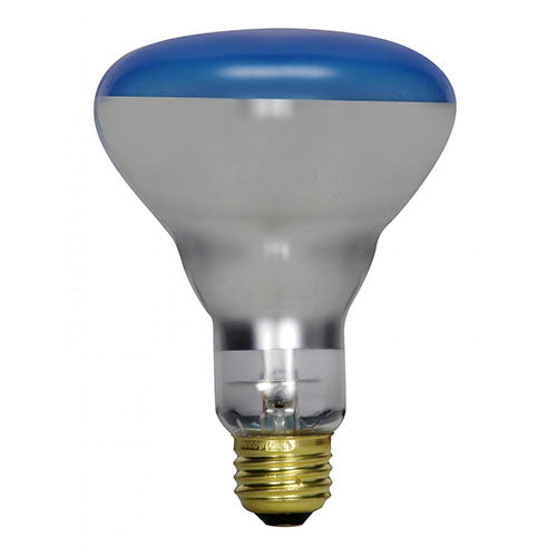 Satco S2852, R30 Incandescent, 150W, 120V, Medium E26 Base, Blue Finish, 12 Packs