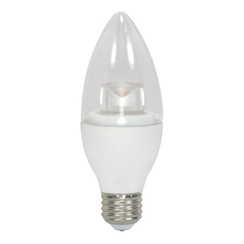 Satco S28575, B11 LED, 3.5W, 120V, 3000K Soft White, 300 Lumens, Medium E26 Base, Clear Finish, 12 Packs