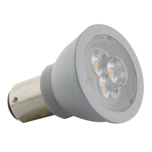 Satco S29005, ALR12 LED, 3W, 12V, 3000K Warm White, 220 Lumens, Bayonet Double Contact Base, Gray Finish