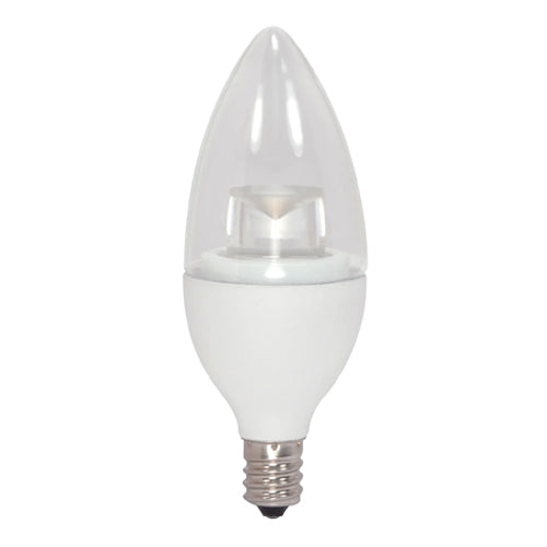Satco S29618, B11 LED, 3.5W, 120V, 2700K Warm White, 300 Lumens, Candelabra E12 Base, Clear Finish, 12 Packs