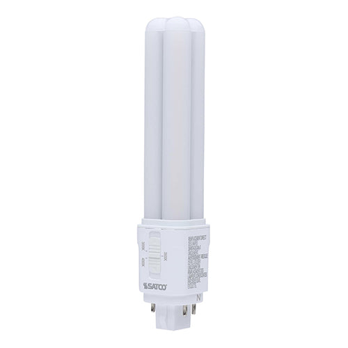 Satco S29854, PL 4-PIN LED, 9.5W, 120-277V, 3000/3500/4000K, 1100/1150/1200 Lumens, G24q Base, Type A/B, Frost Finish