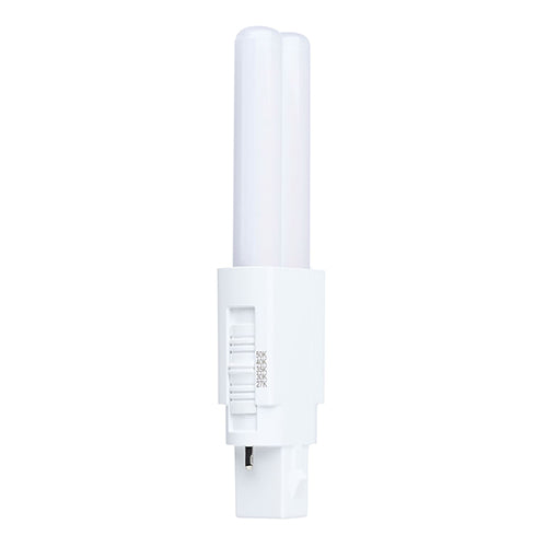 Satco S29880, 3WPLSL/8CCT5/G23/OAB/U, PLS LED, 3W, 120-277V, 2700/3000/3500/4000/5000K CCT Selectable, 410 Lumens, G23 Base, Omni, Type A/B, White Finish
