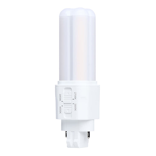 Satco S29882, 5.5WPLCL/8CCT4/GX23/OAB/U, PLC LED, 5.5W, 120-277V, 2700/3000/3500/4000K CCT Selectable, 800 Lumens, GX23 Base, Omni, Type A/B, White Finish