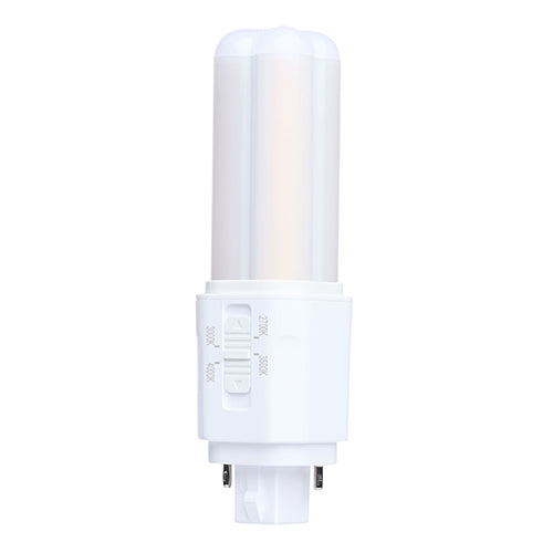 Satco S29883, 5.5WPLCL/8CCT4/G24D/OAB/U, PLC LED, 5.5W, 120-277V, 2700/3000/3500/4000K CCT Selectable, 800 Lumens, G24d Base, Omni, Type A/B, White Finish