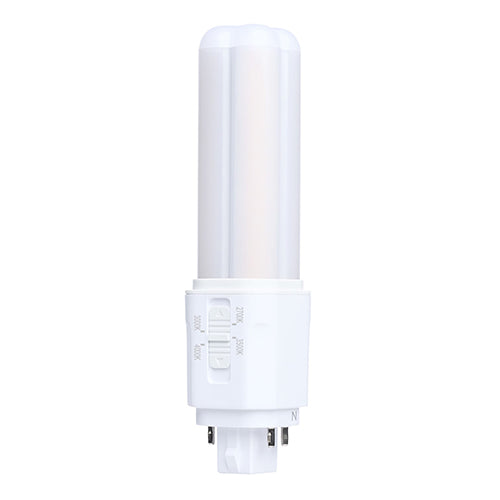 Satco S29884, 7WPLCL/8CCT4/G24Q/OAB/U, PLC LED, 7W, 120-277V, 2700/3000/3500/4000K CCT Selectable, 900 Lumens, G24q Base, Omni, Type A/B, White Finish