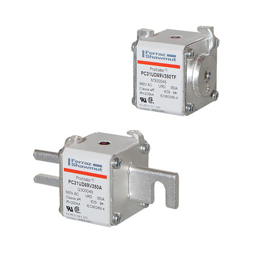 Mersen S300028, Square Body High-Speed Fuse, Fast Acting, Size 31 aR, 690/700VAC,  200A, With Striker Slotted Blades short