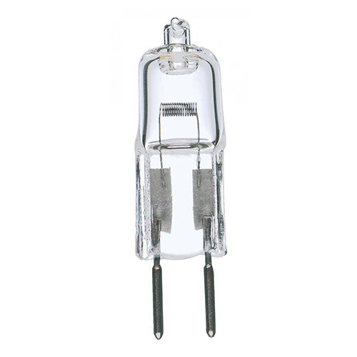 Satco S3121-TF, T4 Halogen, 50W, 12V, 2900K Warm White, 900 Lumens, Bi Pin GY6.35 Base, Shatter Proof, Clear Finish