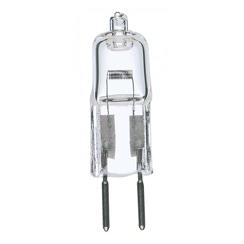 Satco S3160-TF, T4 Halogen, 35W, 12V, 2900K Warm White, 595 Lumens, Bi Pin GY6.35 Base, Shatter Proof, Clear Finish