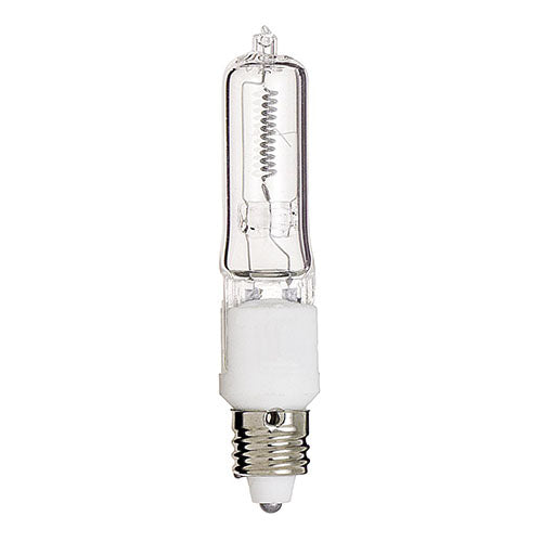 Satco S3198, T4 Halogen, 50W, 130V, 2900K Warm White, 750 Lumens, Mini Candelabra Base, Clear Finish, 12 Packs