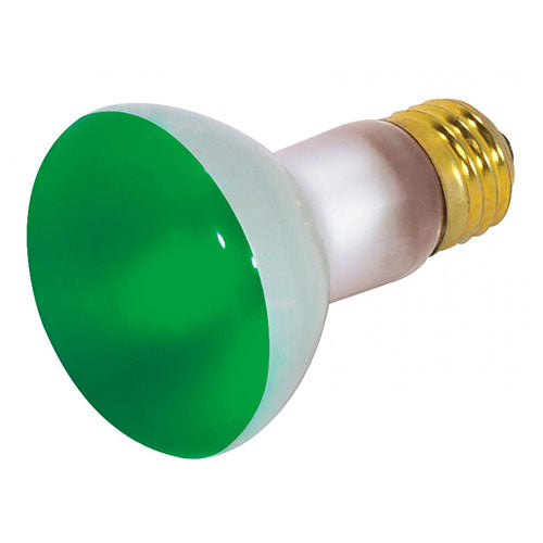 Satco S3201, R20 Incandescent, 50W, 130V, Medium E26 Base, Green Finish, 12 Packs