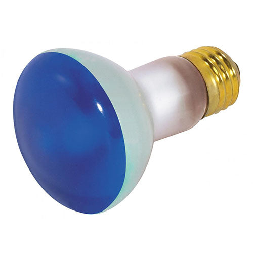 Satco S3202, R20 Incandescent, 50W, 130V, Medium E26 Base, Blue Finish, 12 Packs