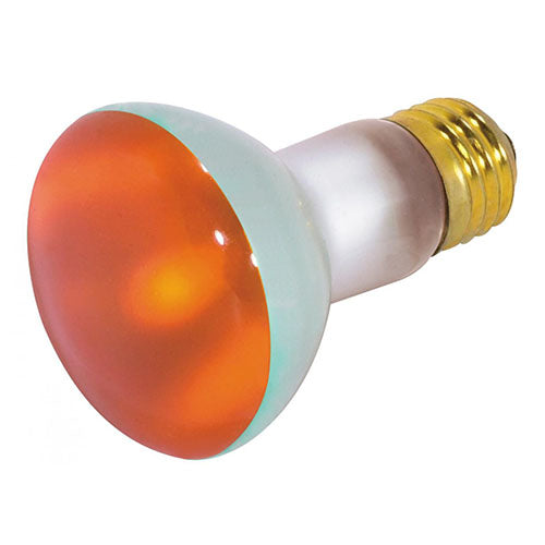 Satco S3203, R20 Incandescent, 50W, 130V, Medium E26 Base, Amber Finish, 12 Packs
