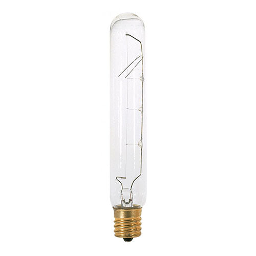 Satco S3222-TF, T6 1/2 Incandescent, 25W, 130V, 2700K Warm White, 180 Lumens, Intermediate E17 Base, Shatter Proof, Clear Finish