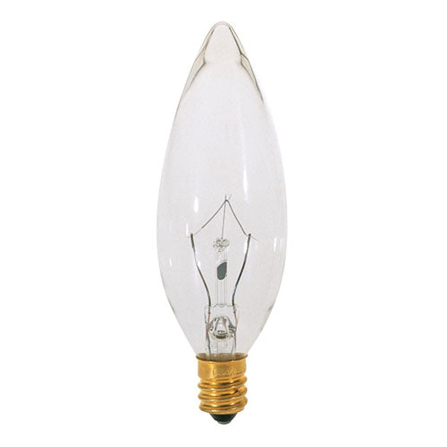 Satco S3230-TF, BA9 1/2 Incandescent, 15W, 120V, 2700K Warm White, 105 Lumens, Candelabra E12 Base, Shatter Proof, Clear Finish