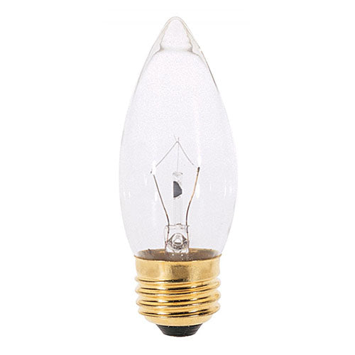 Satco S3231-TF, B11 Incandescent, 25W, 120V, 2700K Warm White, 210 Lumens, Medium E26 Base, Shatter Proof, Clear Finish