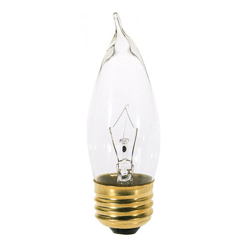 Satco S3264, CA10 Incandescent, 25W, 120V, 2700K Warm White, 210 Lumens, Medium E26 Base, Clear Finish, 25 Packs