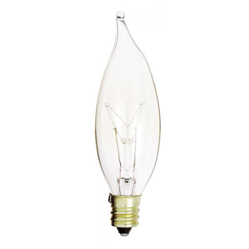 Satco S3273, CA8 Incandescent, 15W, 120V, 2700K Warm White, 100 Lumens, Candelabra E12 Base, Clear Finish, 25 Packs