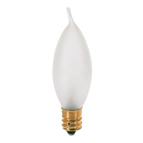 Satco S3276, CA7 Incandescent, 10W, 120V, 2700K Warm White, 70 Lumens, Candelabra E12 Base, Frost Finish, 25 Packs