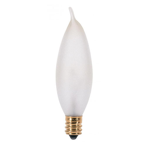 Satco S3277-TF, CA8 Incandescent, 15W, 120V, 2700K Warm White, 95 Lumens, Candelabra E12 Base, Shatter Proof, Frost Finish