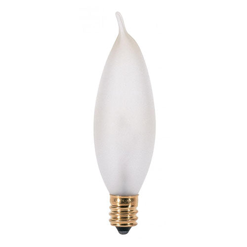 Satco S3278, CA8 Incandescent, 25W, 120V, 2700K Warm White, 200 Lumens, Candelabra E12 Base, Frost Finish, 25 Packs