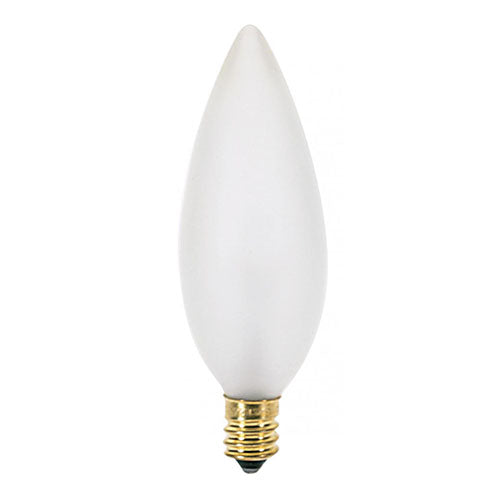 Satco S3285, BA9 1/2 Incandescent, 25W, 120V, 2700K Warm White, 212 Lumens, Candelabra E12 Base, Frost Finish, 25 Packs