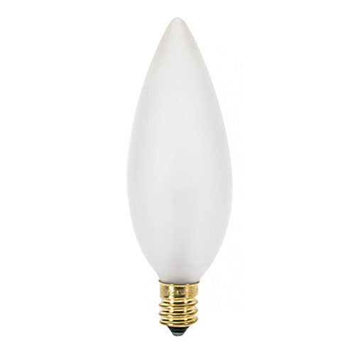 Satco S3291, BA9 1/2 Incandescent, 15W, 120V, 2700K Warm White, 114 Lumens, Candelabra E12 Base, Frost Finish, 25 Packs